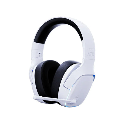 White and black atk n9 2.4ghz wireless gaming headset with mic for mac playstation bluetooth and pc use