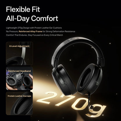 Black atk n9 2.4ghz wireless gaming headset with alloy frame and protein leather ear cushions for mac playstation bluetooth use