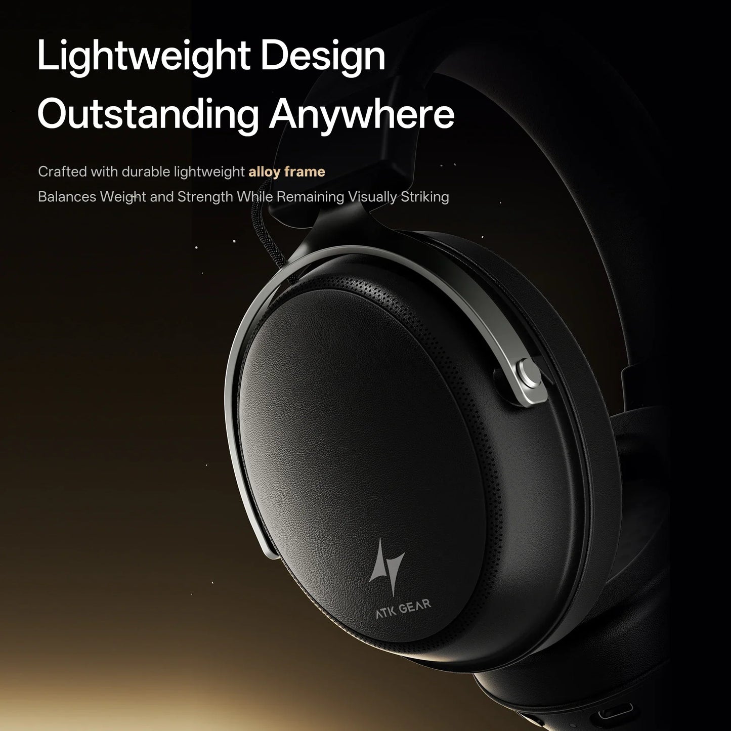 Black ATK N9 wireless gaming headset with sleek lightweight alloy frame and textured earcups for mac playstation bluetooth use