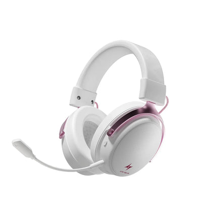 White and rose gold atk n9 2.4ghz wireless gaming headset with detachable mic for mac playstation bluetooth use