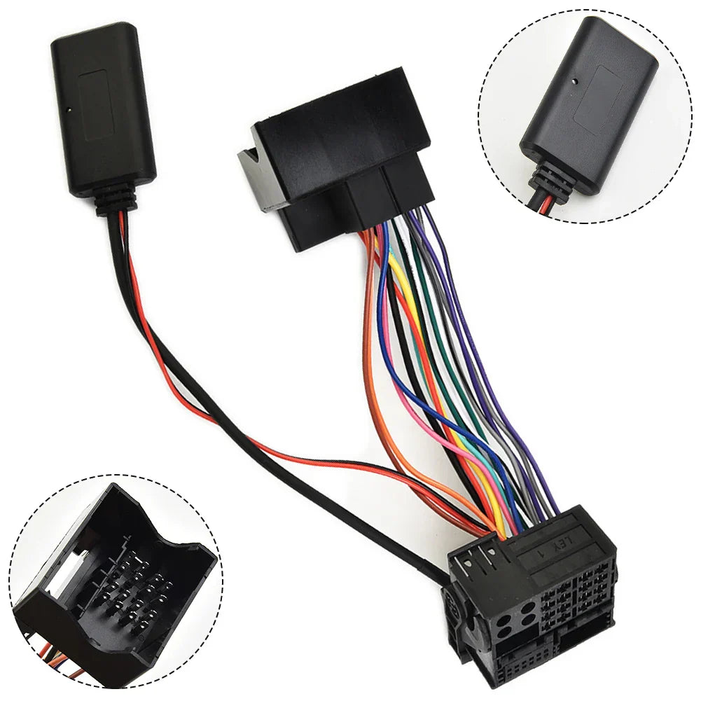 Black plastic aux cable wireless adapter with colored wires for bmw e39 mini r50 cd radios and music receivers