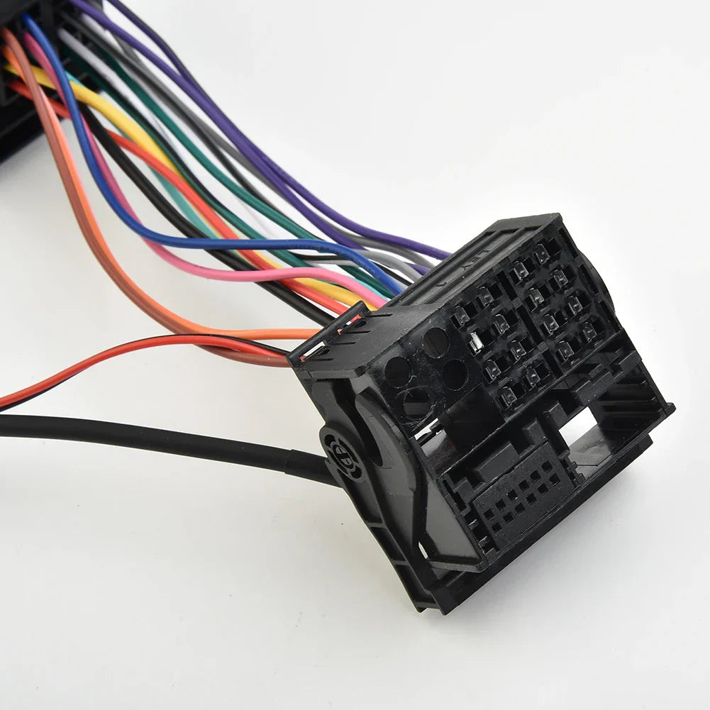 Black plastic aux cable wireless audio connector with multicolor wires for bmw e39 mini r50 bluetooth adapters back view