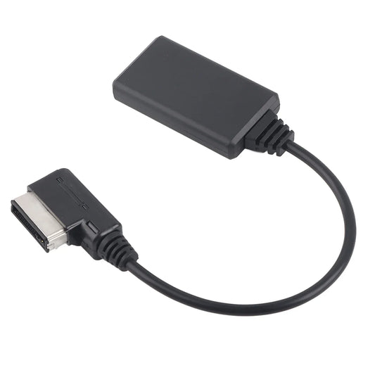 Black plastic audio cable aux music interface adapter with rectangular and angled 30-pin connector for Audi AMI MMI