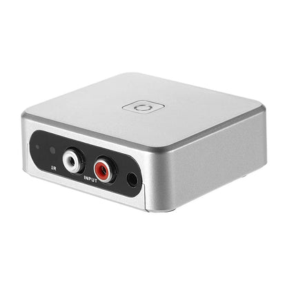 Silver metallic audio capture recorder with labeled rca input jacks and ir port for music digitizer and automatic partition