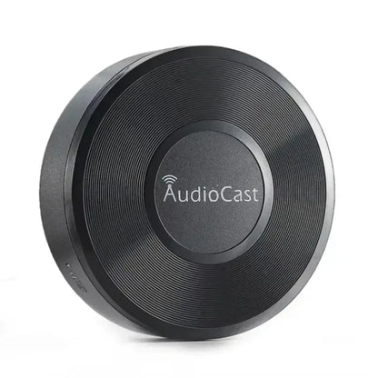 Black audiocast wireless dlna airplay adapter with textured vinyl-like surface for airplay adapter spotify streaming