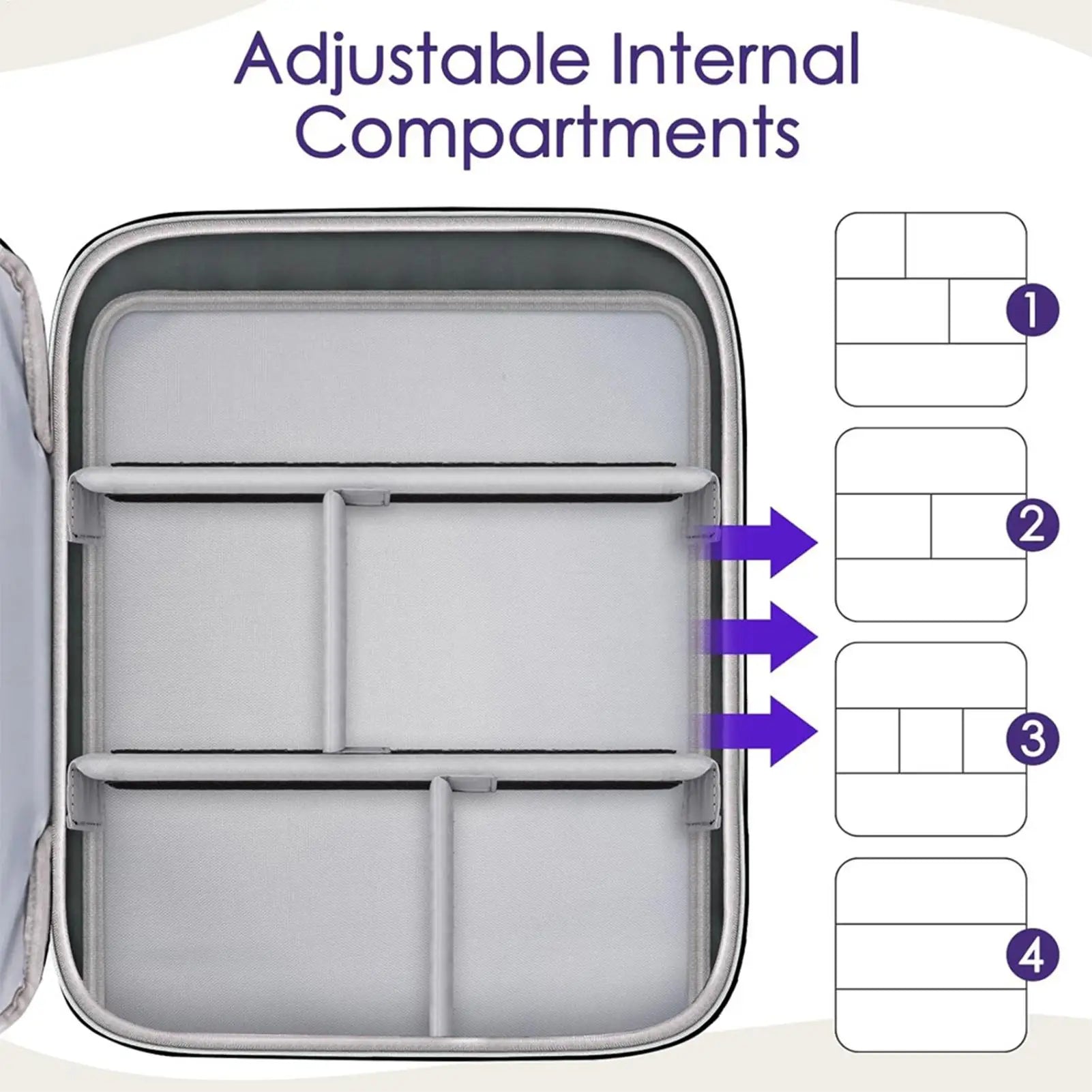 Gray fabric audio mixer carrying case dj cable bag with adjustable storage compartments for customizable organization