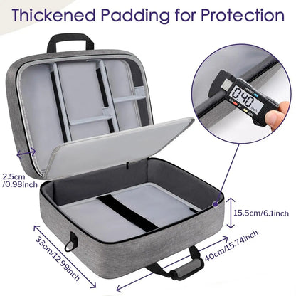 Gray textured fabric audio mixer carrying case dj cable bag with padded interior and adjustable storage compartments