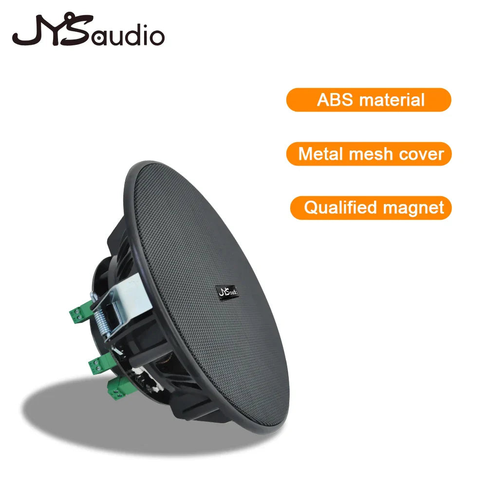 Black jysaudio 6 inch in-ceiling speaker with abs material and metal mesh cover for smart home theater amplifier wifi touch