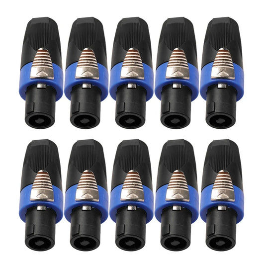 Black and blue xlr speaker plug connectors with metallic threaded inserts for neutrik speakon nl4fc outdoor music listening supplies