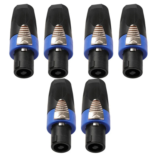 Black and blue 4 pole speaker plug connectors with metallic locking tabs for neutrik speakon nl4fc connectors outdoor music use