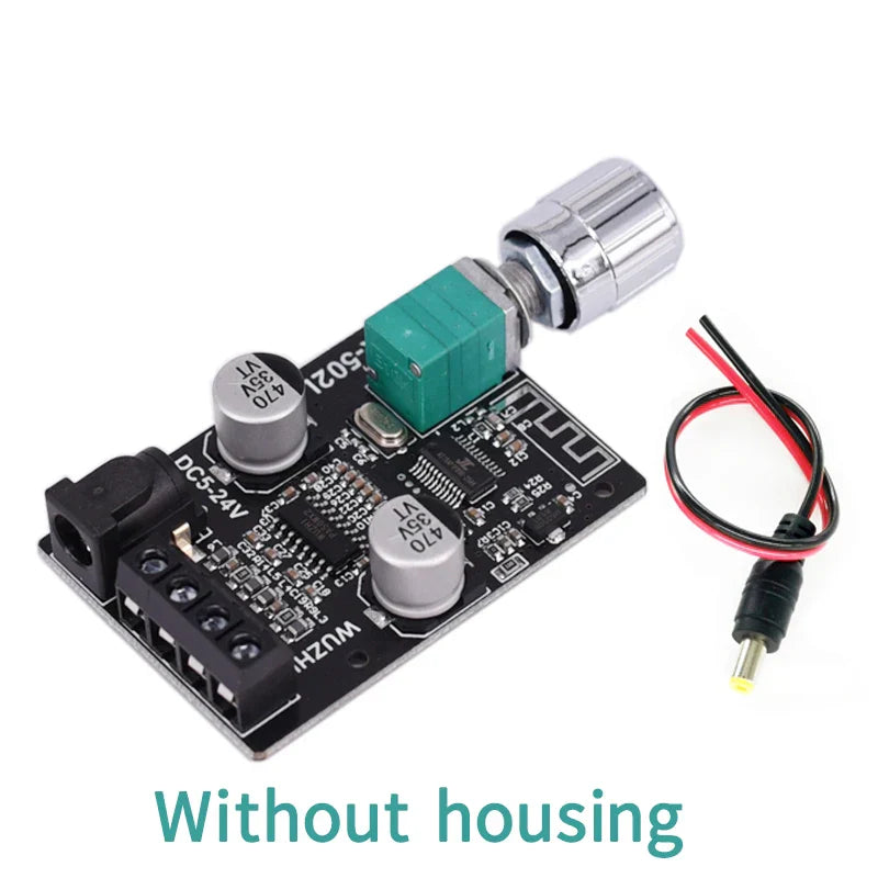 Black circuit board high power digital amplifier stereo board with silver capacitors green knob chrome volume control