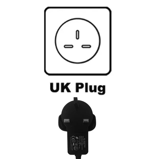 Black uk plug adapter with three-pronged design for stereo audio splitter 1x4 dvd speaker analog use