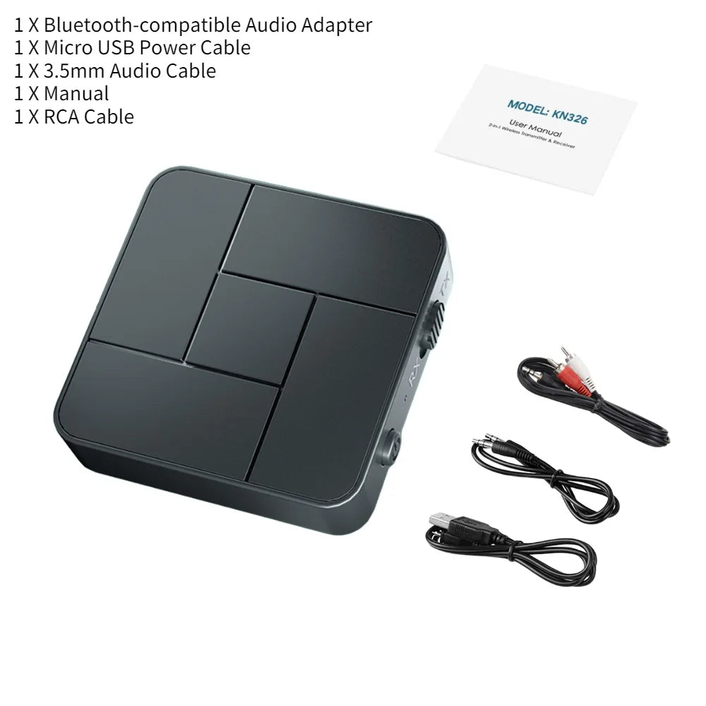 Black rectangular matte audio transmitter receiver bluetooth-compatible 5.0 rca wireless music adapter for car intelligent systems