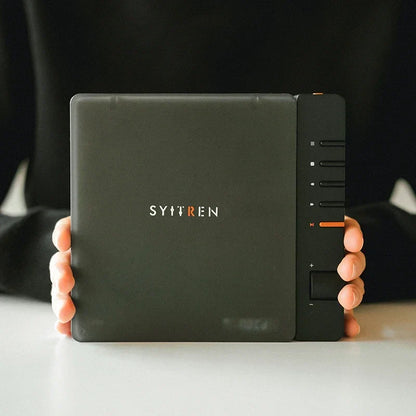 Black styren portable cd player with orange accent buttons featuring quality wireless bluetooth and bluetooth hifi album playback