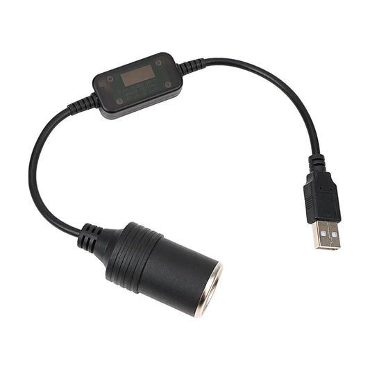 Black car cigarette lighter usb adapter with ribbed plug and digital display 12v converter adapter wired controller