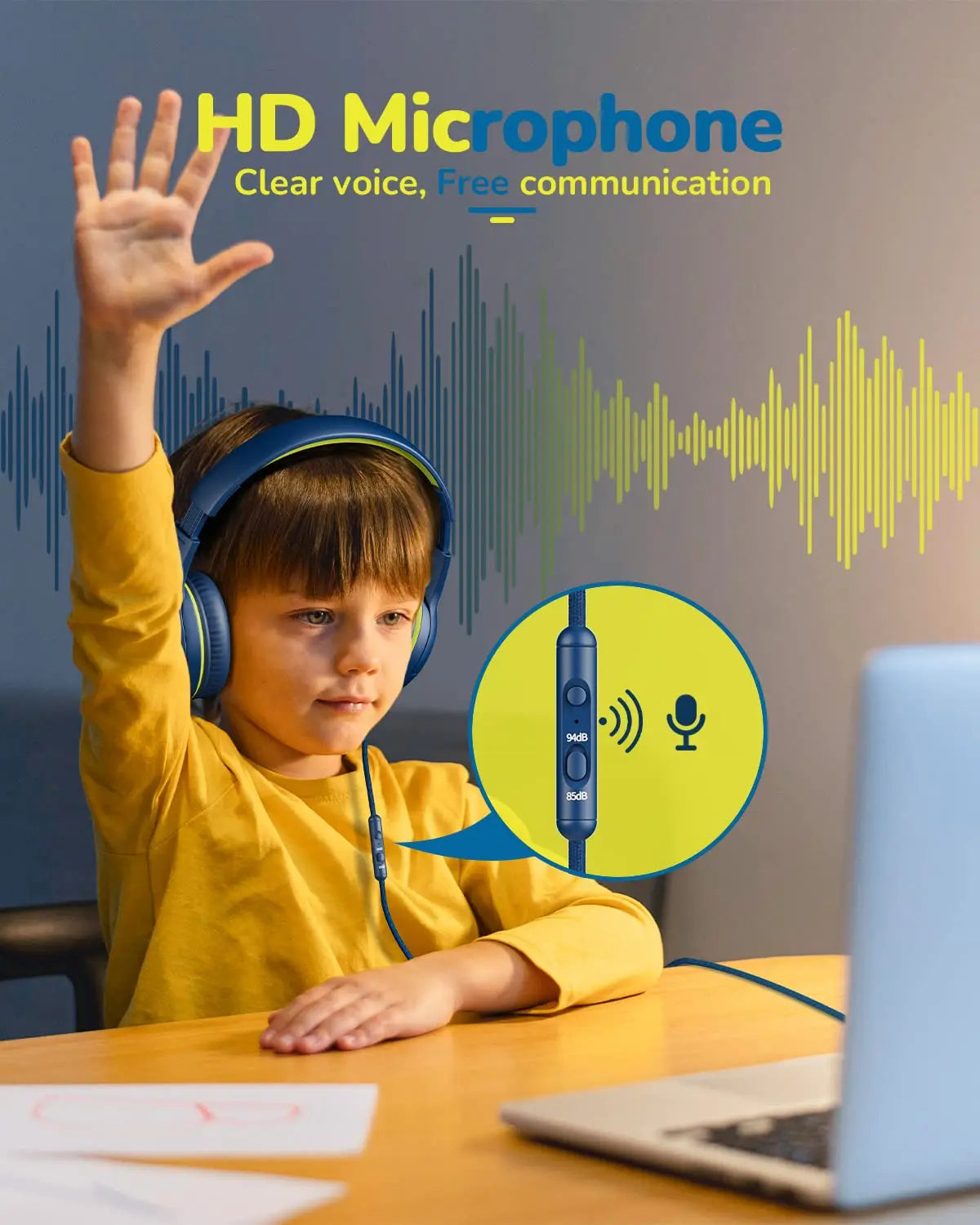 Awatrue at2 blue over-ear headset with soft memory earmuffs 3.5mm surround stereo gaming headphones with mic