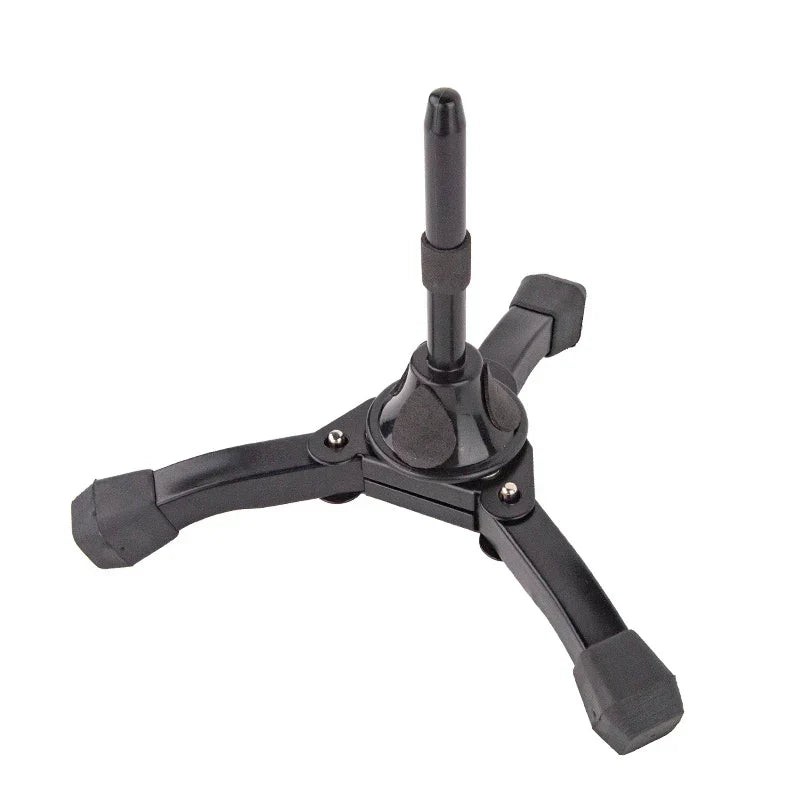 Black plastic tripod clarinet instrument stand with adjustable height rubberized feet portable foldable universal metal stand display