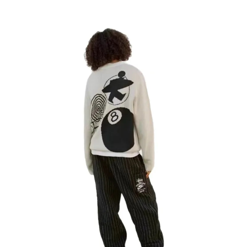 Hip-hop punk fashion casual letter knitted men pullover 2025 street personality versatile top hoodie couple trendy loose sweater