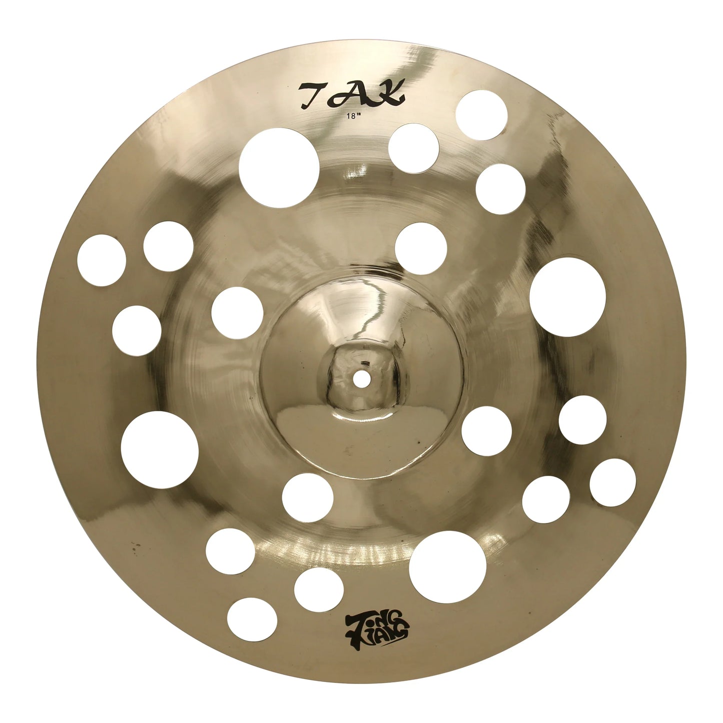 B20 handmade ozone 16inch professional gold cymbal with circular cutouts branded tak from Tongxiang Musical Instrument Factory