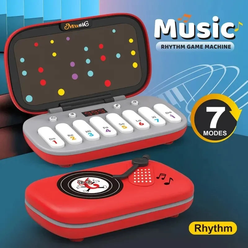 Electronic Music Rhythm Puzzle Game Machine Montessori Pockets Travel Toy Light up Educational Sensory Fast Push Electronic Organ