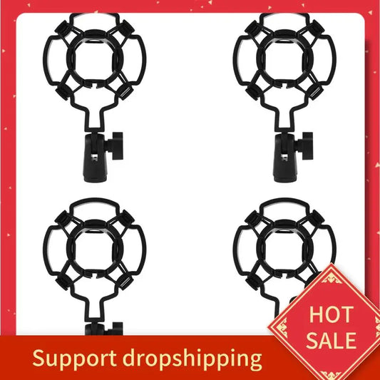 Black metal b44c 4x professional condenser microphone stand with hexagonal star-shaped design and adjustable clamps for large diaphram mic