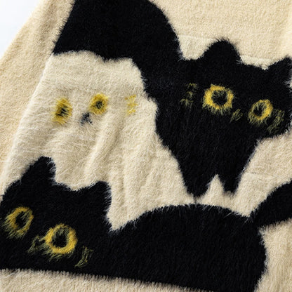 Funny Cat Sweaters Men's Harajuku Oversized Hip Hop Sweater Pullover Knitted Jumer 2026 Y2K Vintage Streetwear Sweaters Unisex