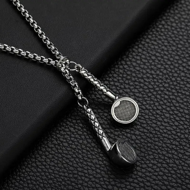 Hip Hop Earphone Punk 2025 Fashion Pendant Necklace for Women Man Unisex Metal Headphone Chokers Necklaces High Street Jewelry