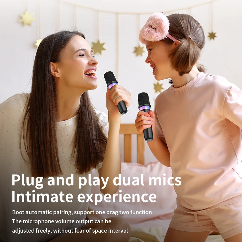 DS-K2 Karaoke Companion Bluetooth 5.3 Wireless Dynamic Microphones RGB Colorful Light Stereo DSP Mixer System For Wired Speaker