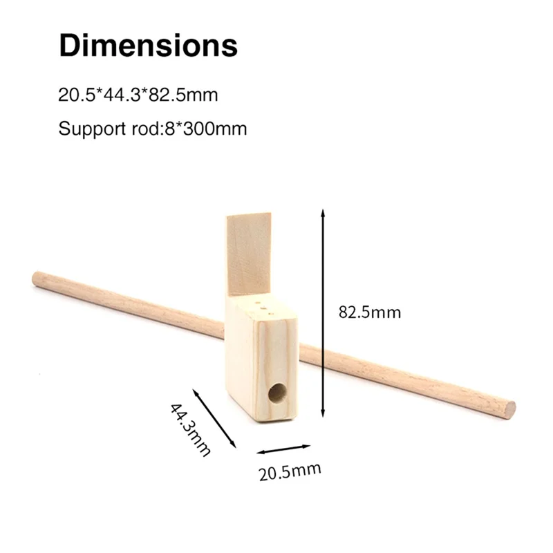 Light-colored wooden pencil sharpener with rectangular base used in ba-guitar bridge tool set for musical instrument manufacturing
