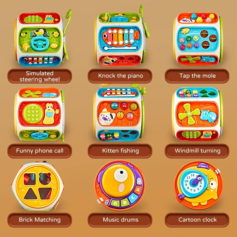 Brightly colored plastic baby cell phone toy with sound light education features for 12 months kids gifts development