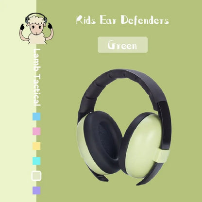Green and black baby ears protection noise child earmuff with soft padded design for comfort and sleep ear stretcher use