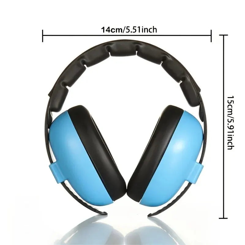 Blue and black children’s noise child earmuff with soft padded design for baby ears protection and sleep ear stretcher use
