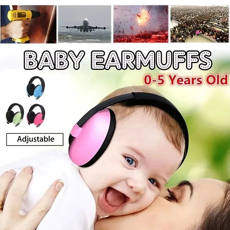 Pink and black adjustable baby ears protection noise child earmuff designed for sleep ear stretcher use ages 0-5 years