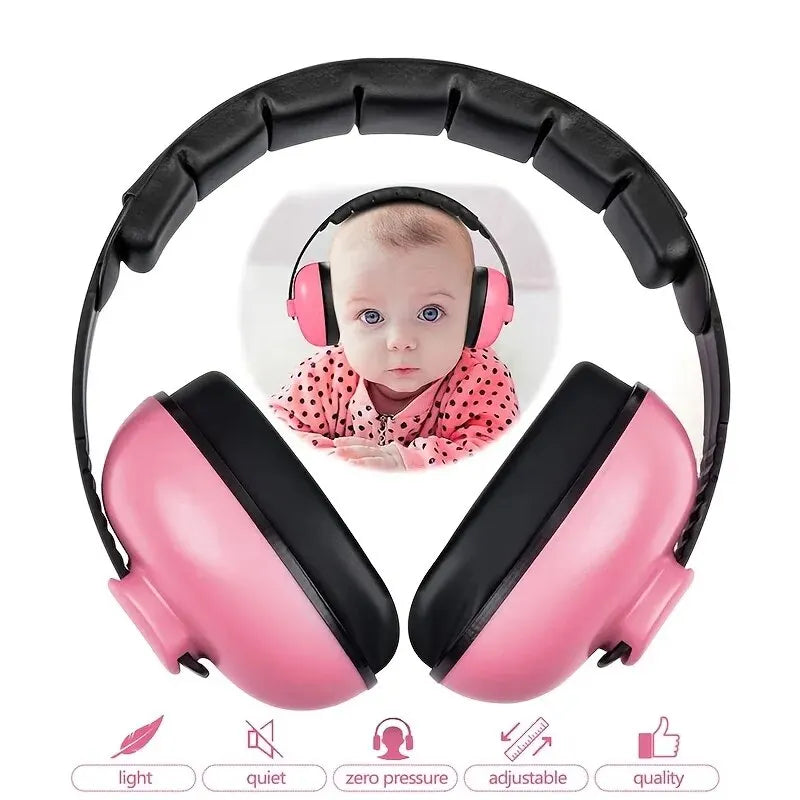 Pink and black baby ears protection noise child earmuff with soft padded design for gentle sleep ear stretcher use