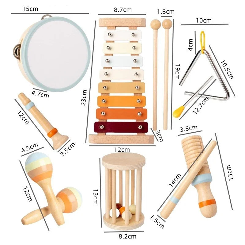 Wooden xylophone with colorful white cream orange and red keys baby musical instruments montessori educational gifts