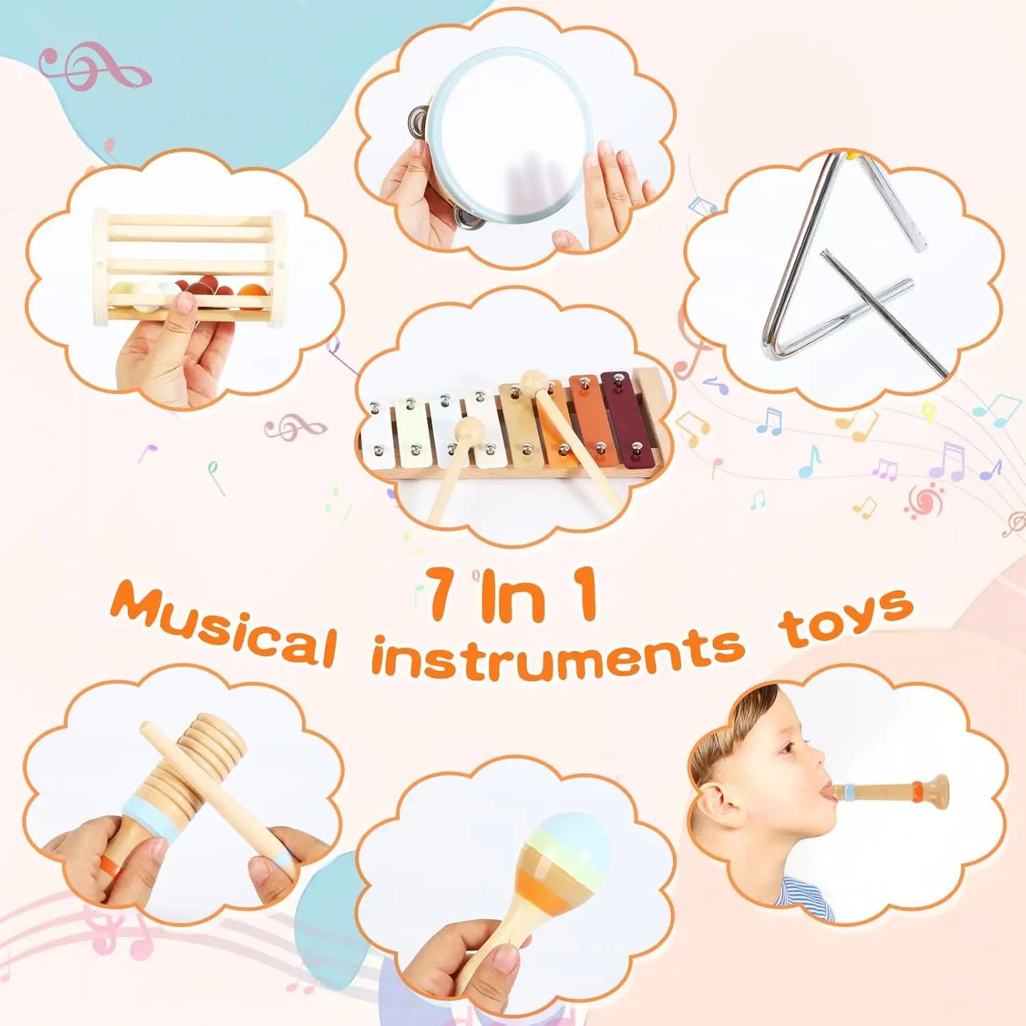 Wooden xylophone with colorful keys and wooden mallets for toddlers is a baby musical instruments montessori educational gift