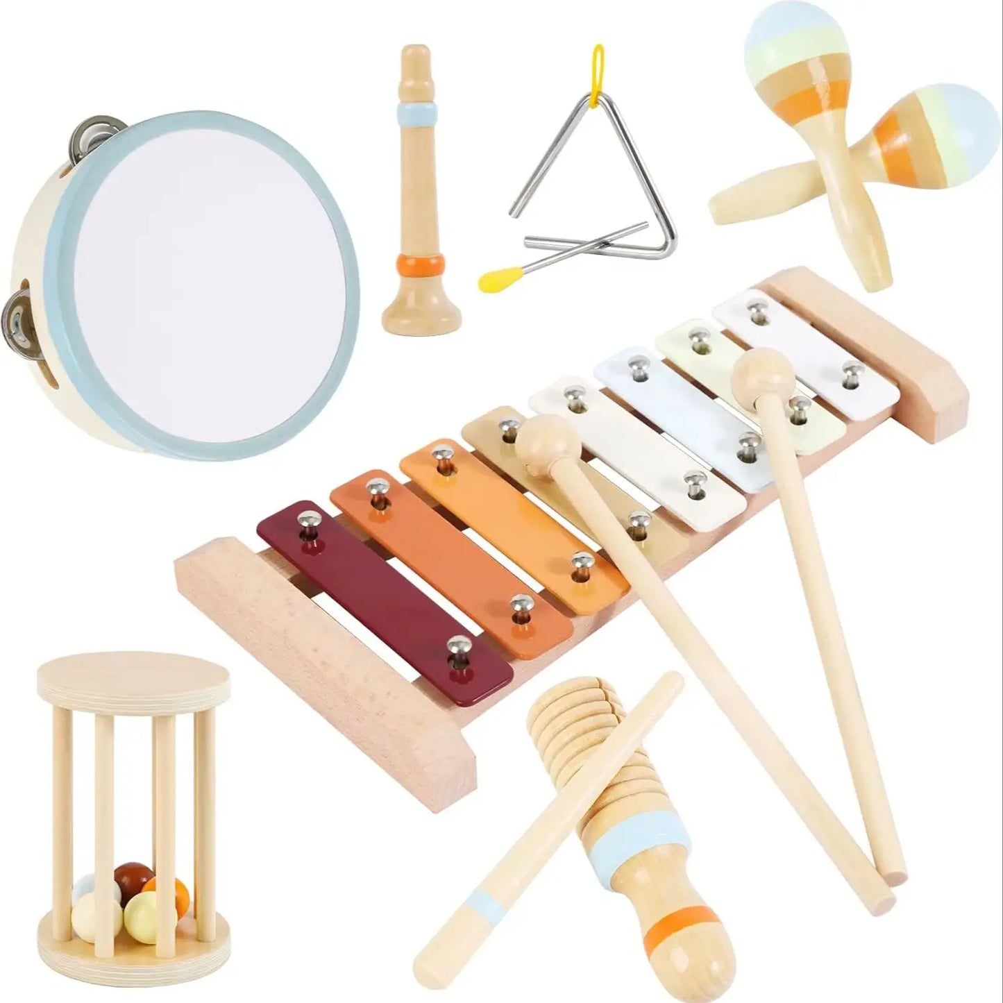 Wooden xylophone with colorful orange red and white keys baby musical instruments montessori educational gifts