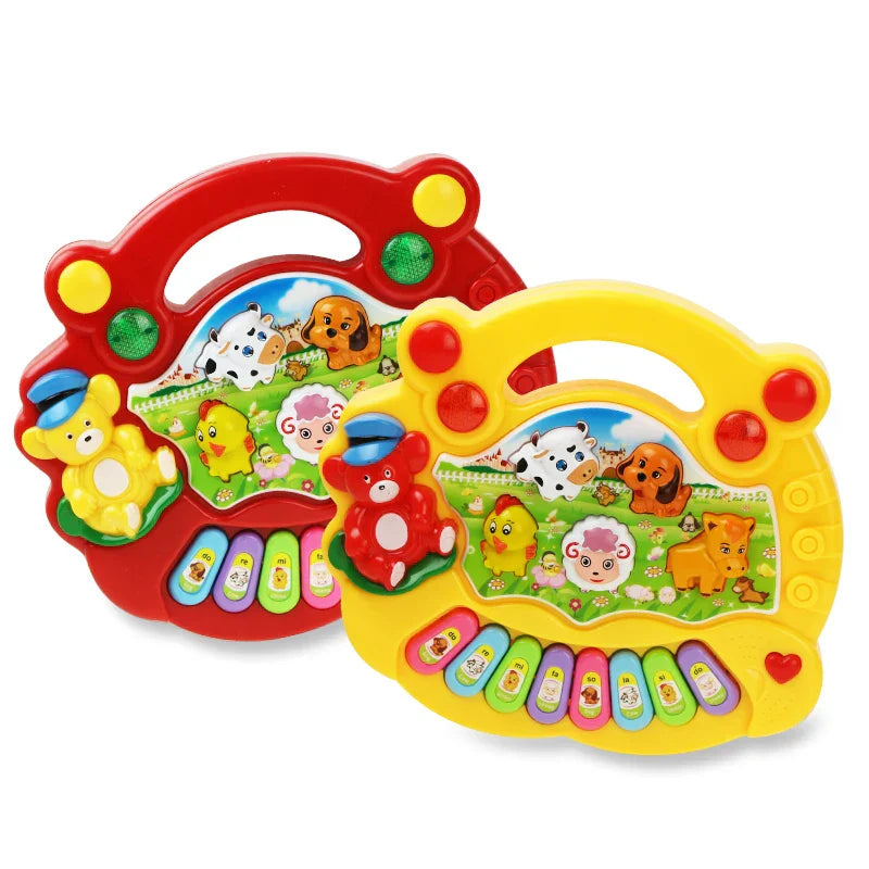 Brightly colored animal sound kids electric keyboard flashing piano with cartoon designs for early education