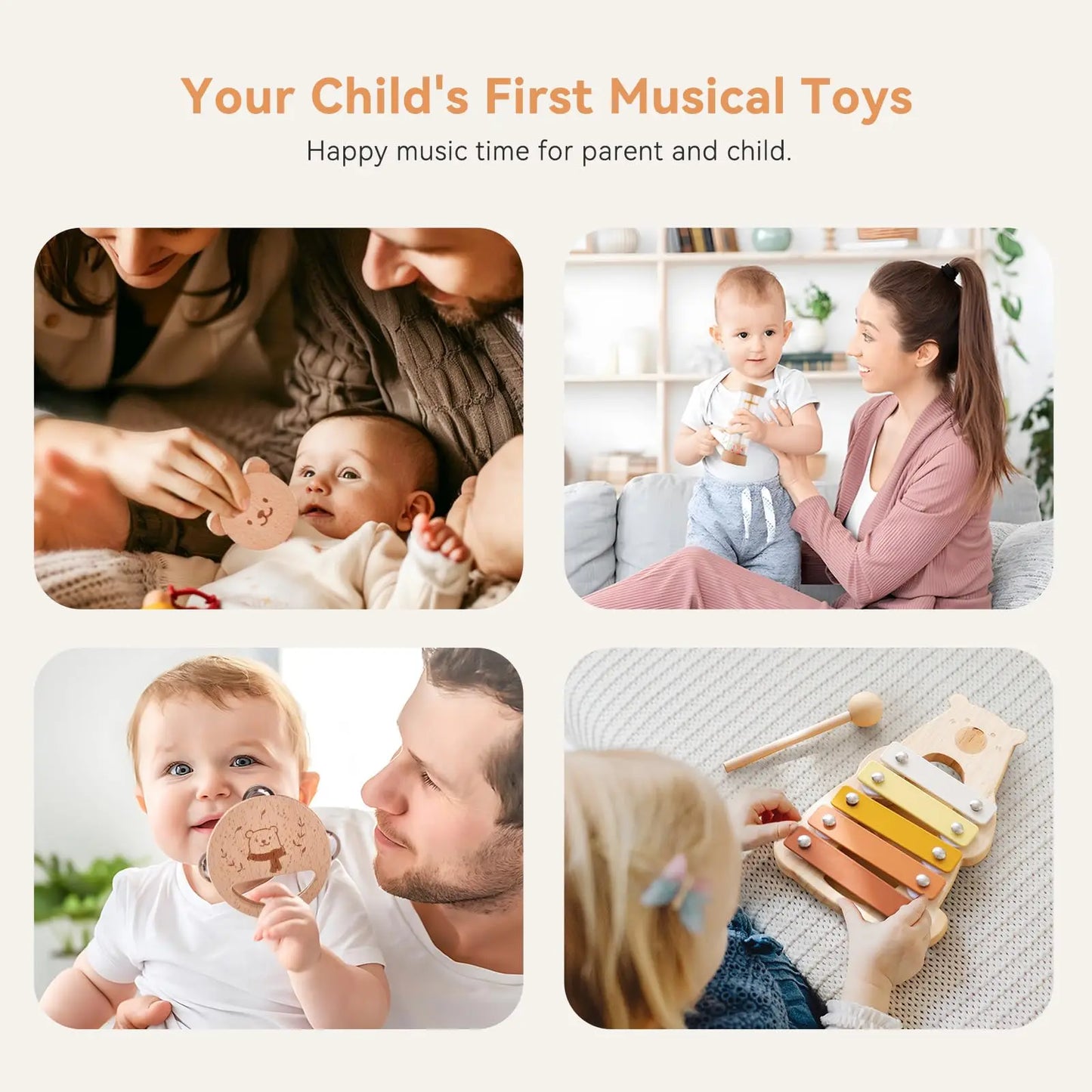 Wooden xylophone with colorful keys and natural wood frame as baby musical toys educational instrument playthings for toddlers