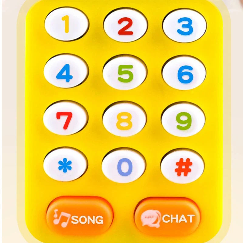 Bright yellow baby phone toys with colorful keypad and musical electronic mobile features for months birthday gifts