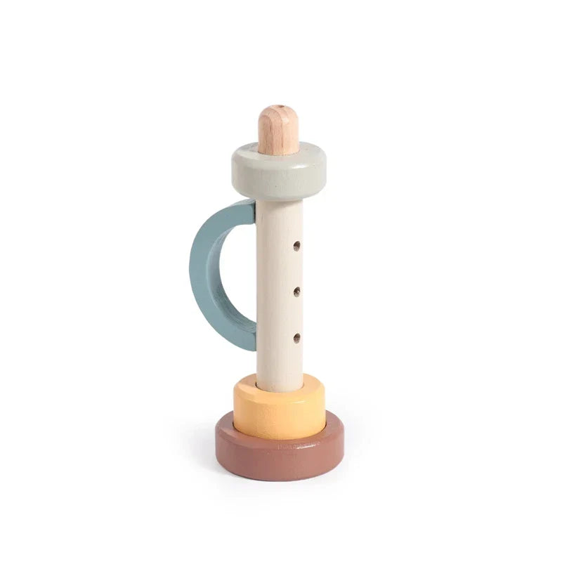 Pastel-colored wooden montessori toys cartoon animal xylophone with light blue handle for baby educational play