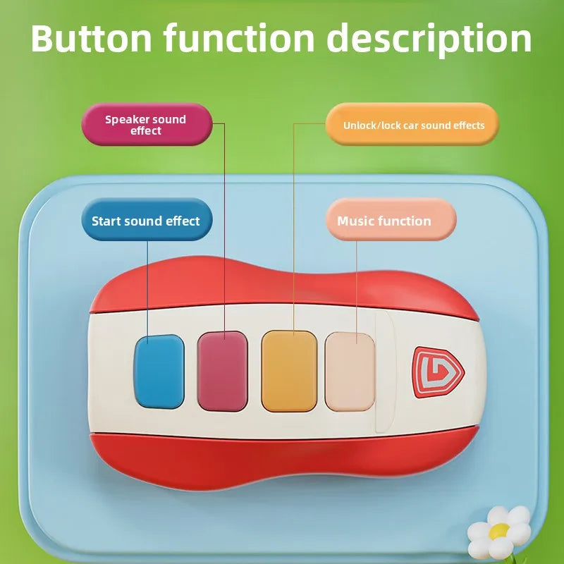 Red and white plastic toy piano with four colorful buttons for baby toys musical car key vocal pretend play educational use