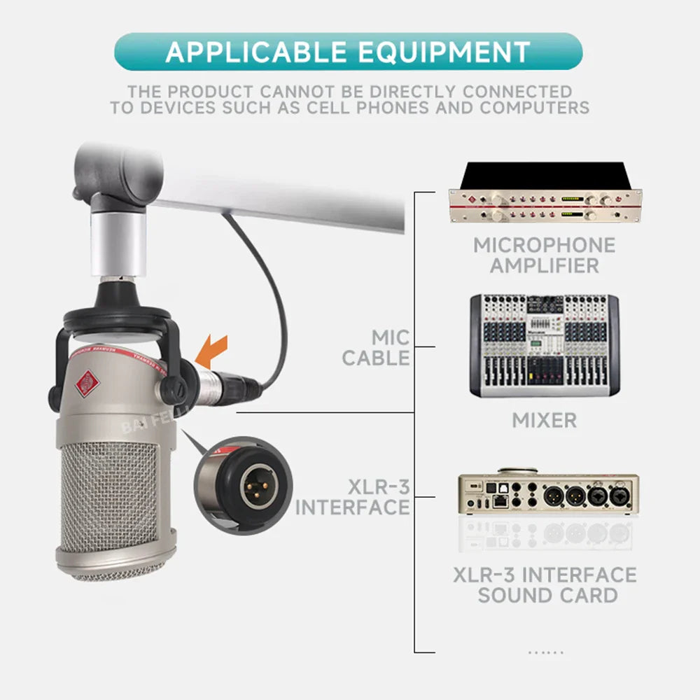Silver baifeili bcm104 professional studio condenser microphone with mesh grille red logo and premium shock mount design