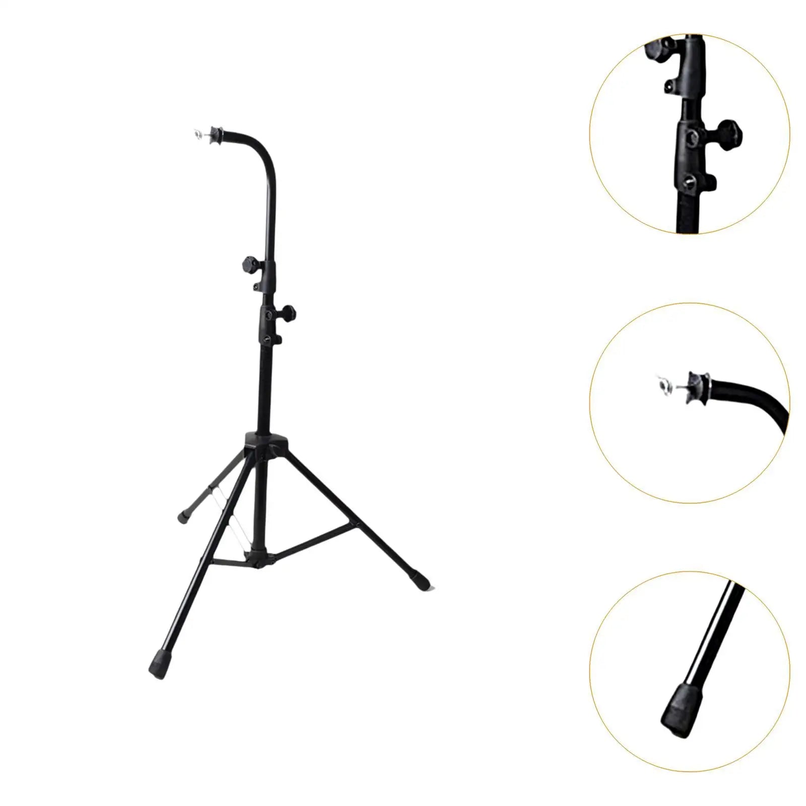 Black metal bar chimes tripod stand with height adjustable musical curved arm for practice birthday gift beginners