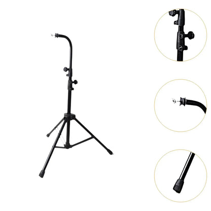 Black metal bar chimes tripod stand with height adjustable musical curved arm for practice birthday gift beginners