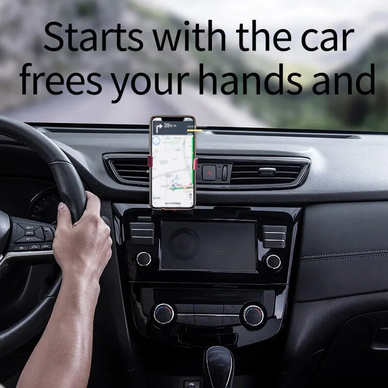 Black smartphone mounted in car using magnetic holder alongside baseus ba01 aux usb bluetooth 5.0 receiver speaker audio device