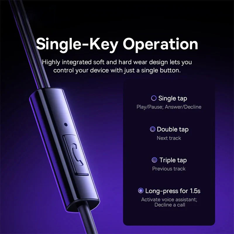Baseus encok cz11 black glossy earphone control module with integrated mic 120°angle button for 3.5mm jack wired headphones