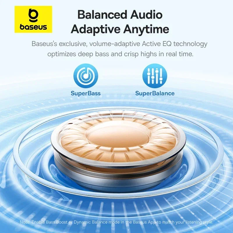 Baseus ep10 pro realtime adaptive headphones speaker driver with tan cone and metallic surround featuring superbass and superbalance