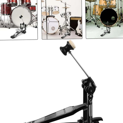 Black bass drum pedal beater with white felt footboard and chrome metal shaft for durable drum pedal replacement parts