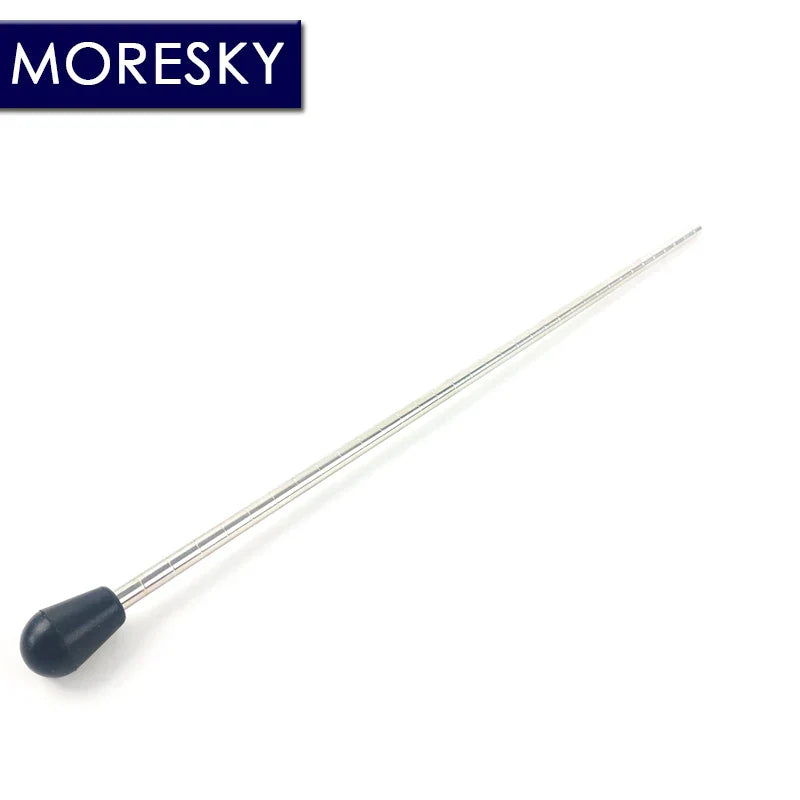 Silver-colored metal bass saxophone bracket with black rubber tip by moresky for stand bass accessories and type beat music